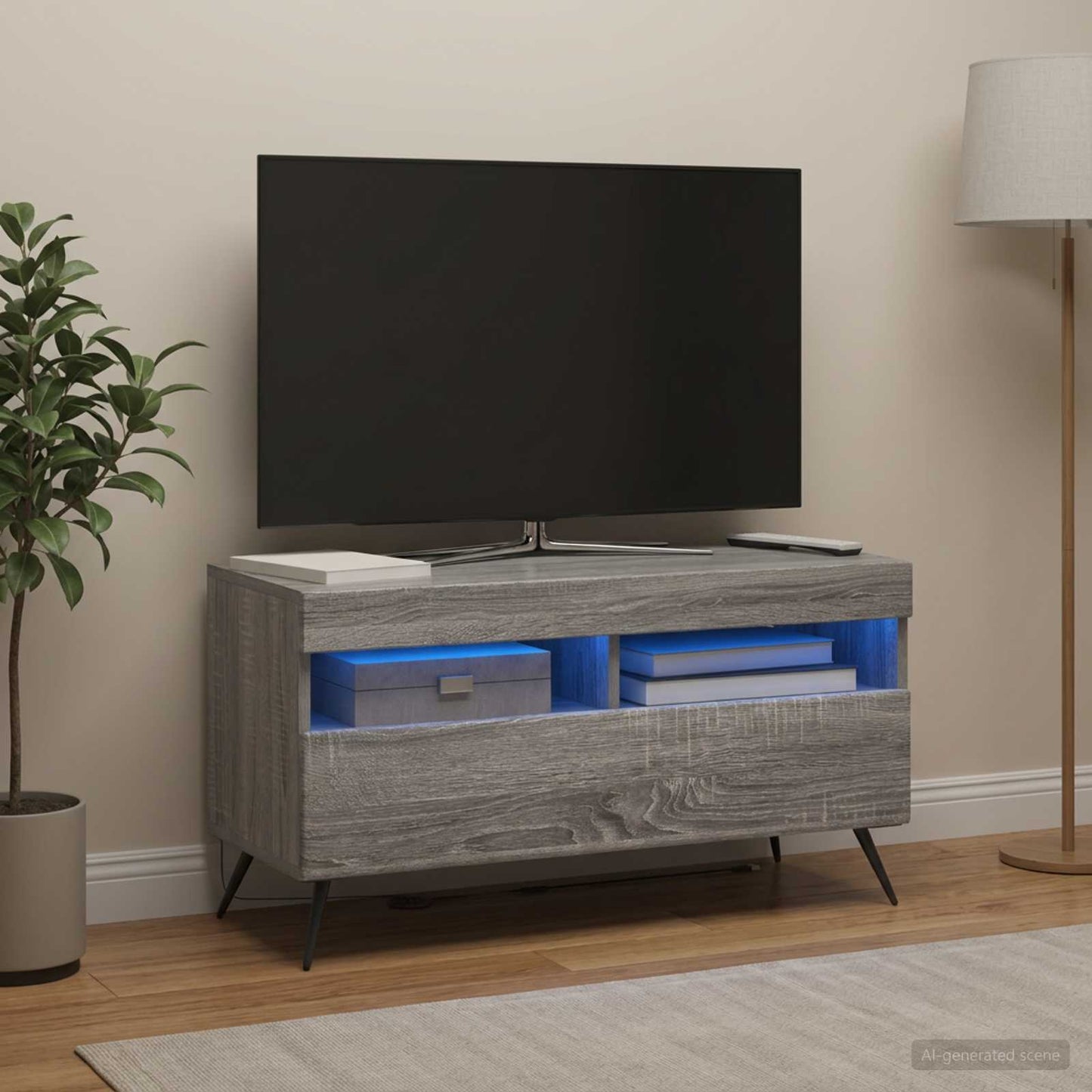 LED TV szekrény Szürke Sonoma Szerelt Fa