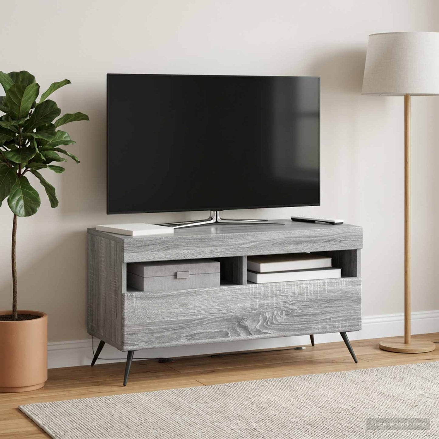 LED TV szekrény Szürke Sonoma Szerelt Fa