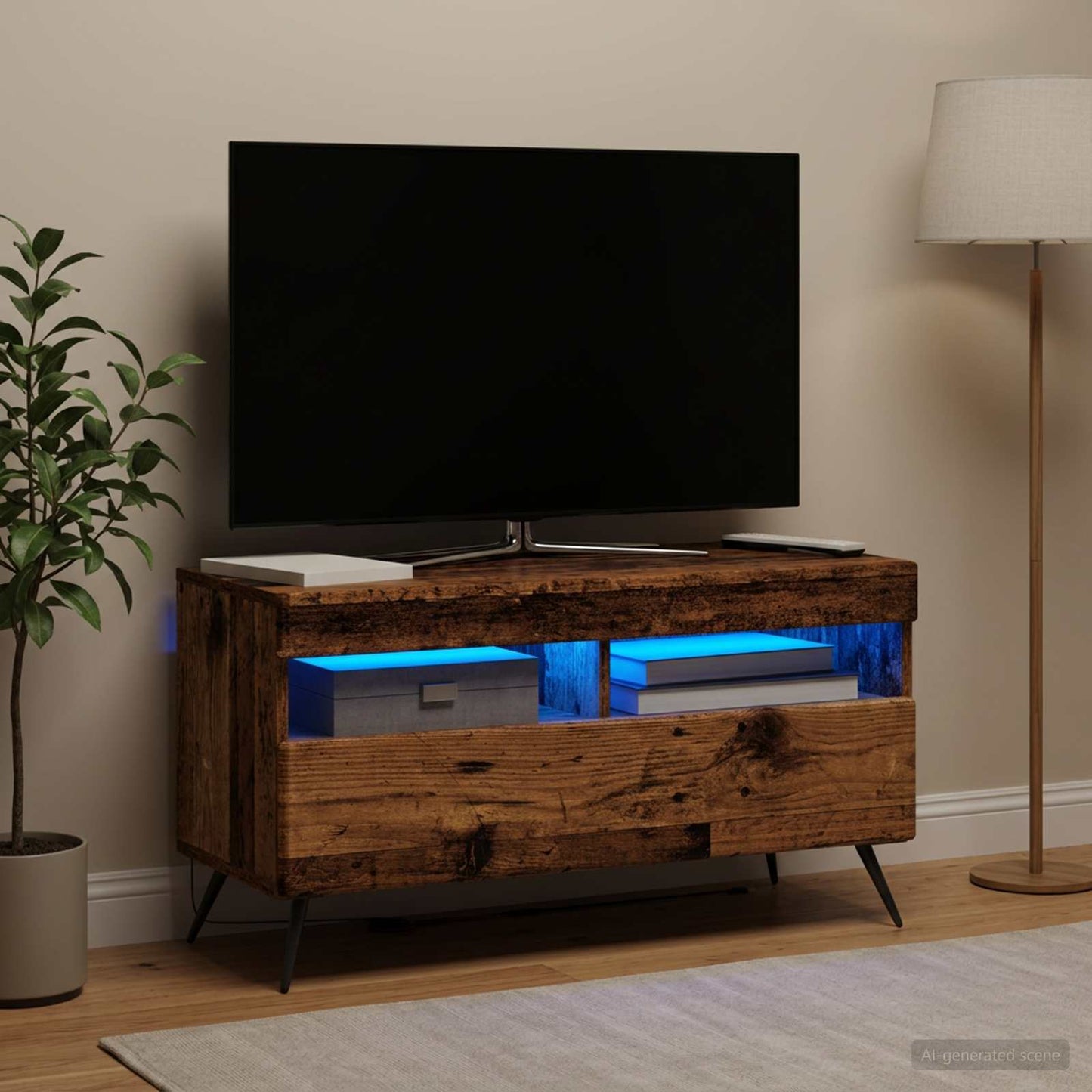 LED TV szekrény Antik Fa Szerelt Fa