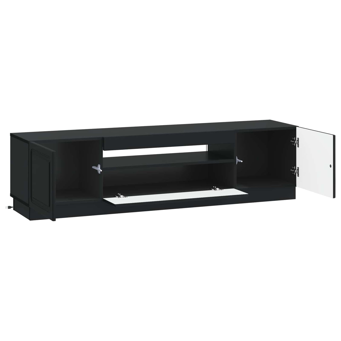 LED TV szekrény Fekete Szerelt Fa