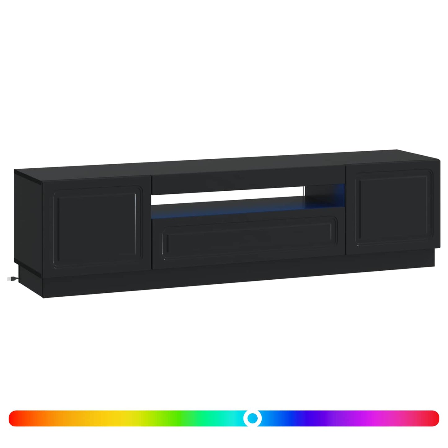 LED TV szekrény Fekete Szerelt Fa