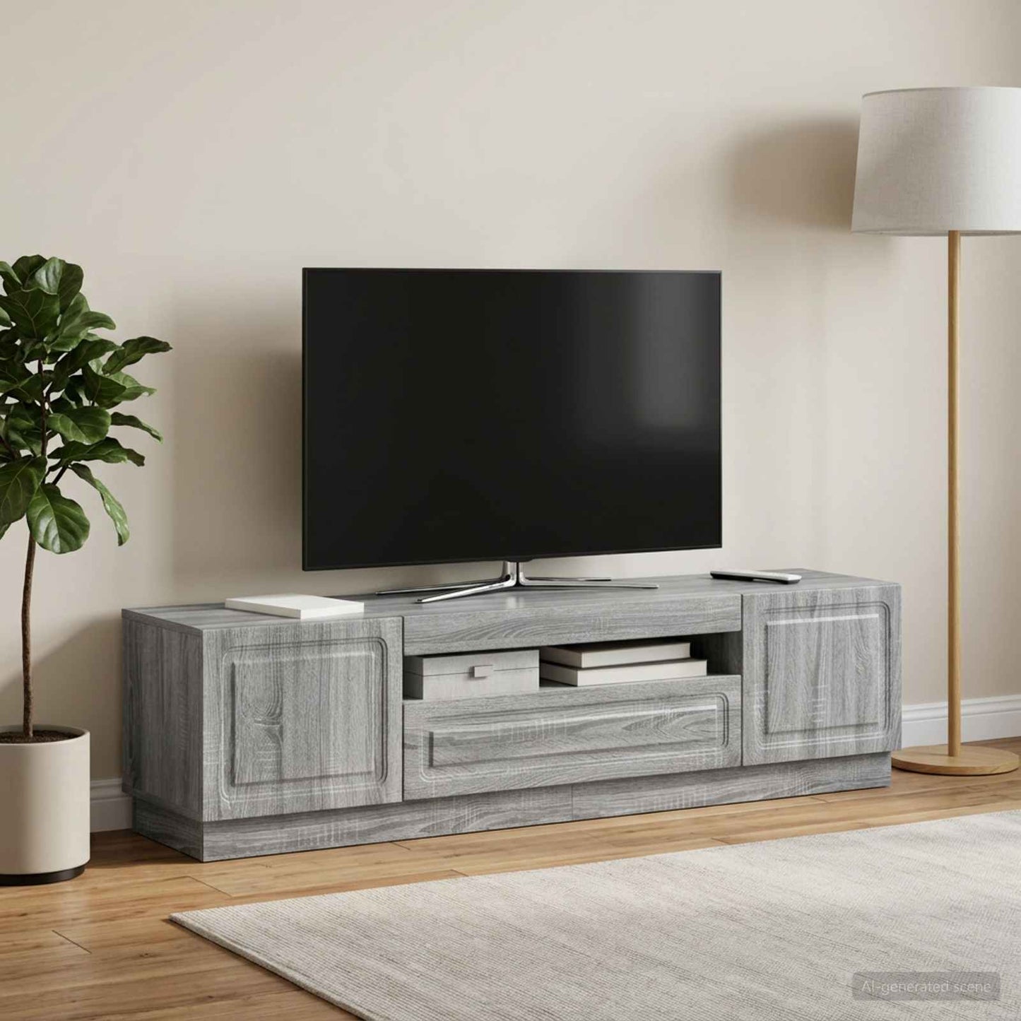 LED TV szekrény Szürke Sonoma Szerelt Fa