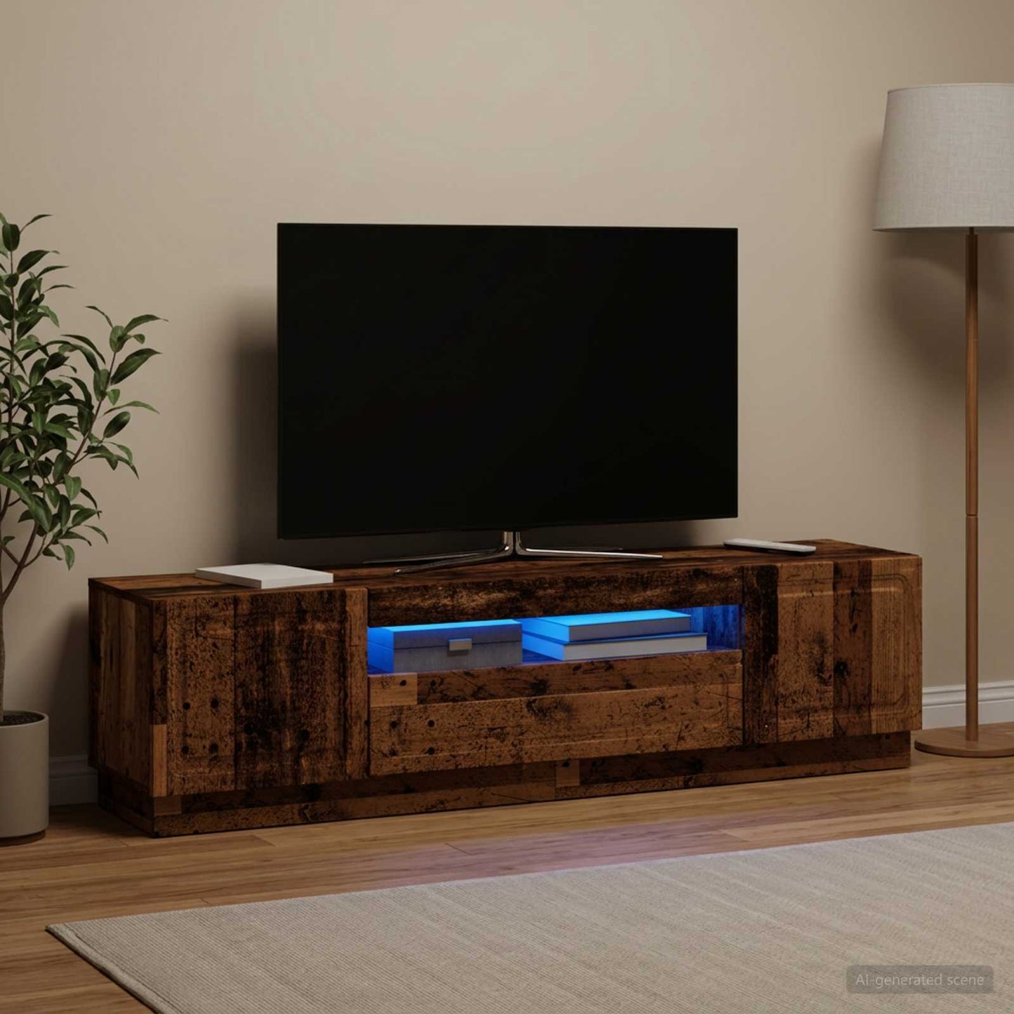 LED TV szekrény Antik Fa Szerelt Fa
