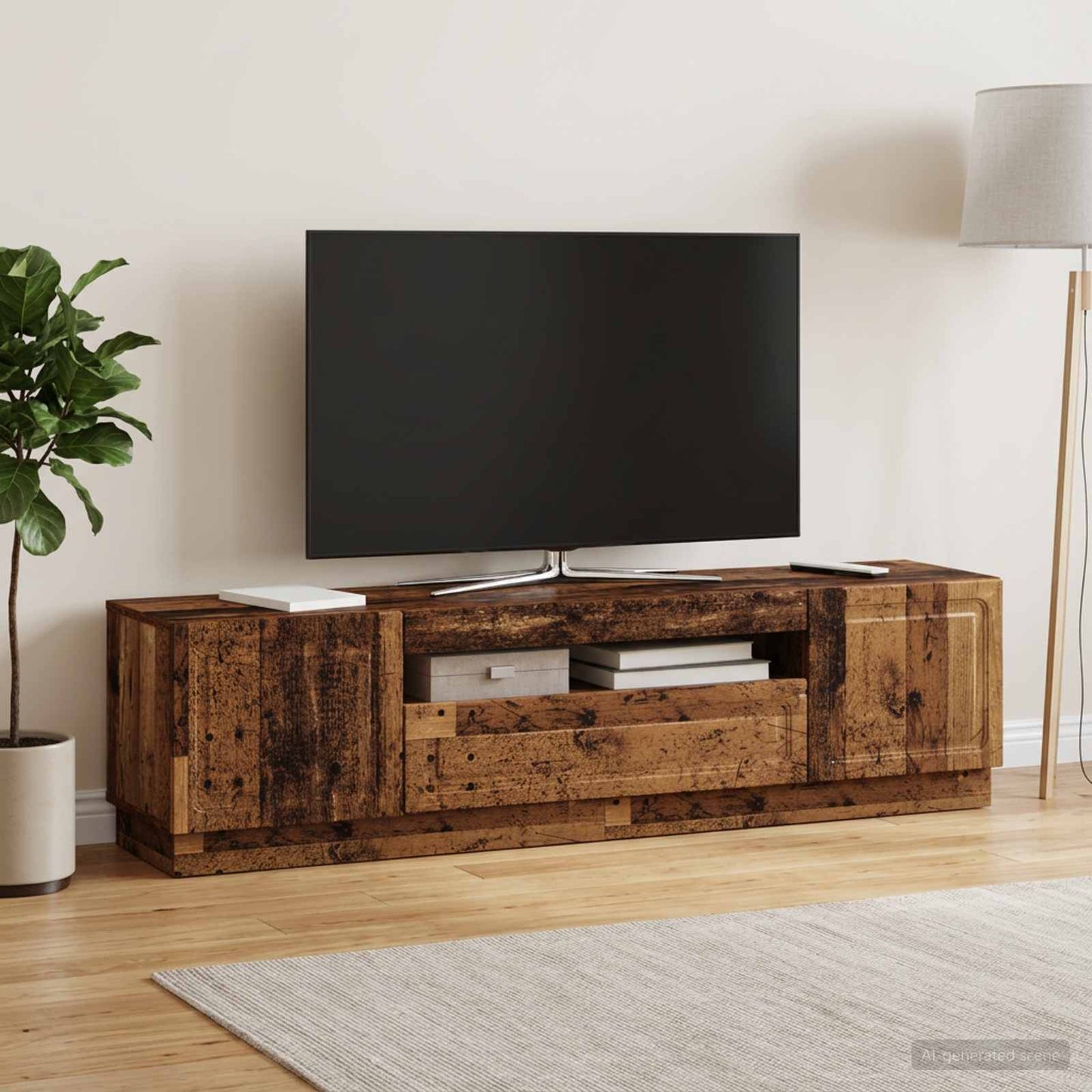 LED TV szekrény Antik Fa Szerelt Fa