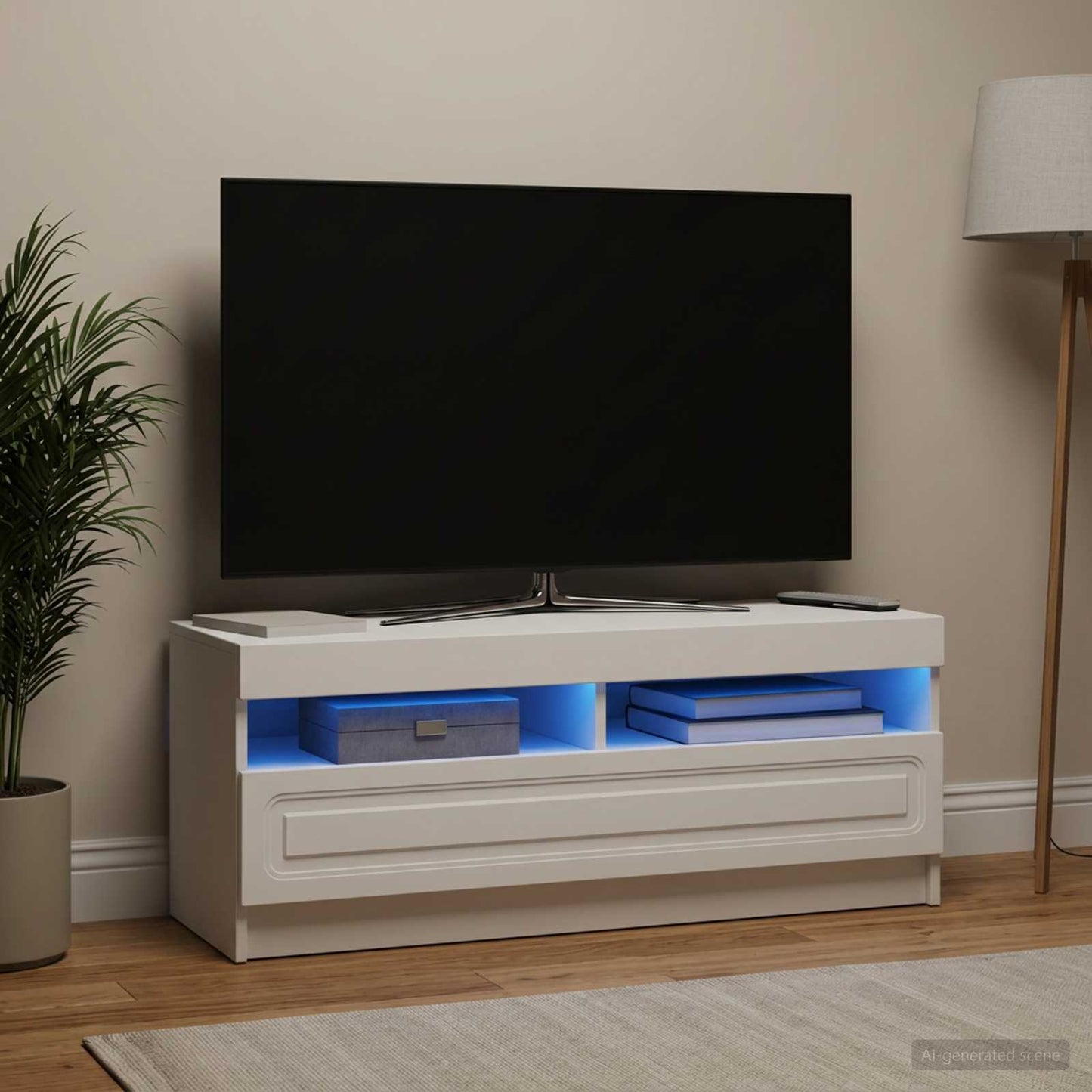 LED TV szekrény Fehér Szerelt Fa