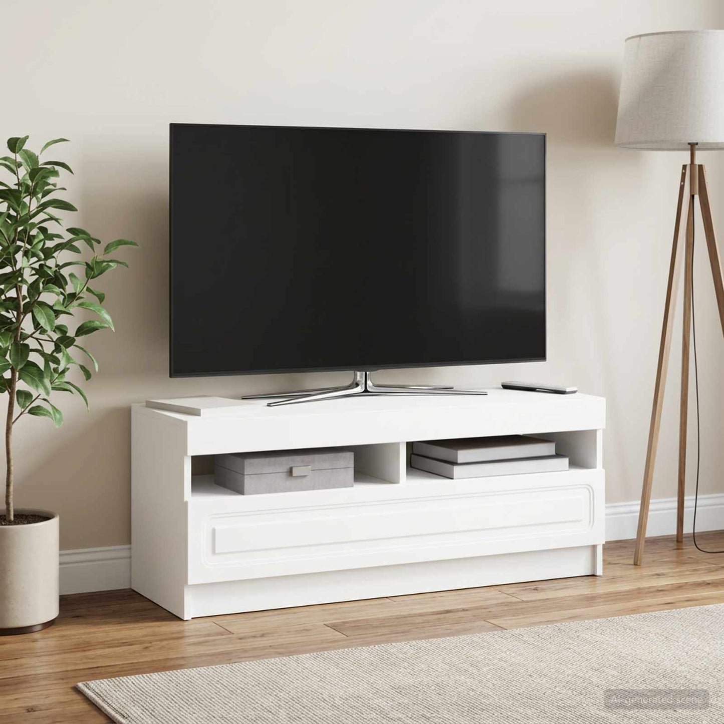 LED TV szekrény Fehér Szerelt Fa