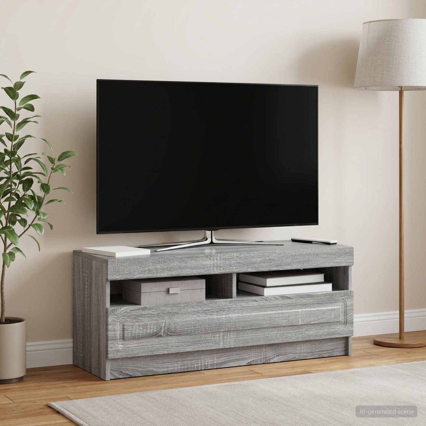 LED TV szekrény Szürke Sonoma Szerelt Fa