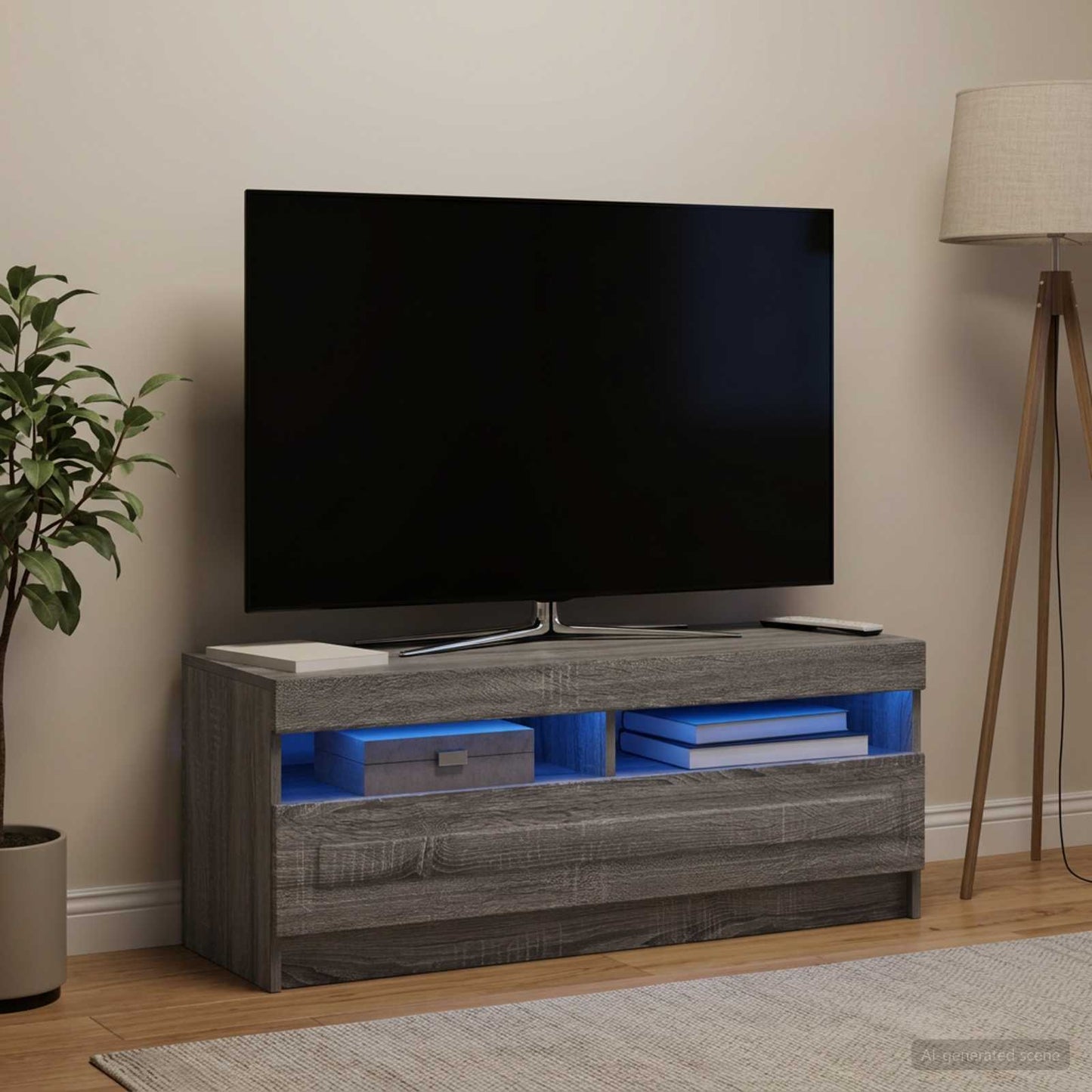 LED TV szekrény Szürke Sonoma Szerelt Fa