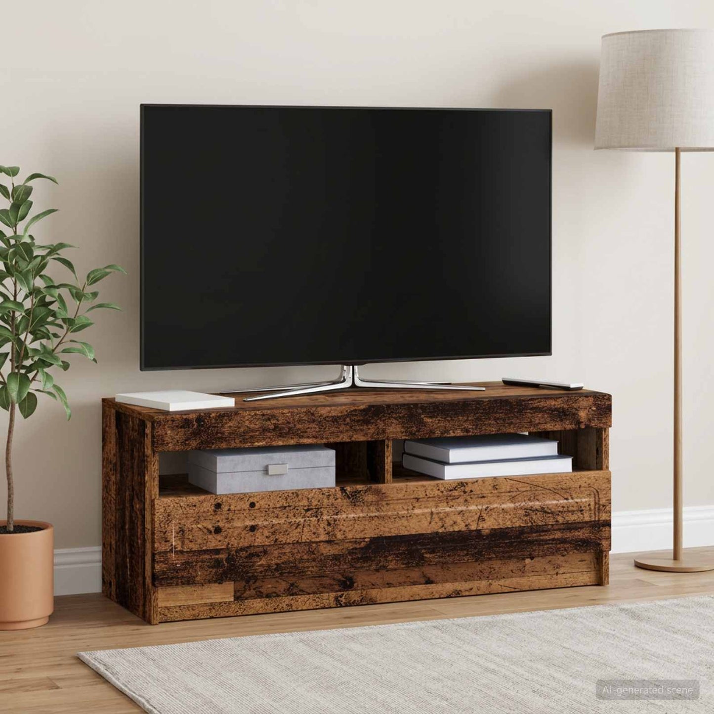 LED TV szekrény Antik Fa Szerelt Fa
