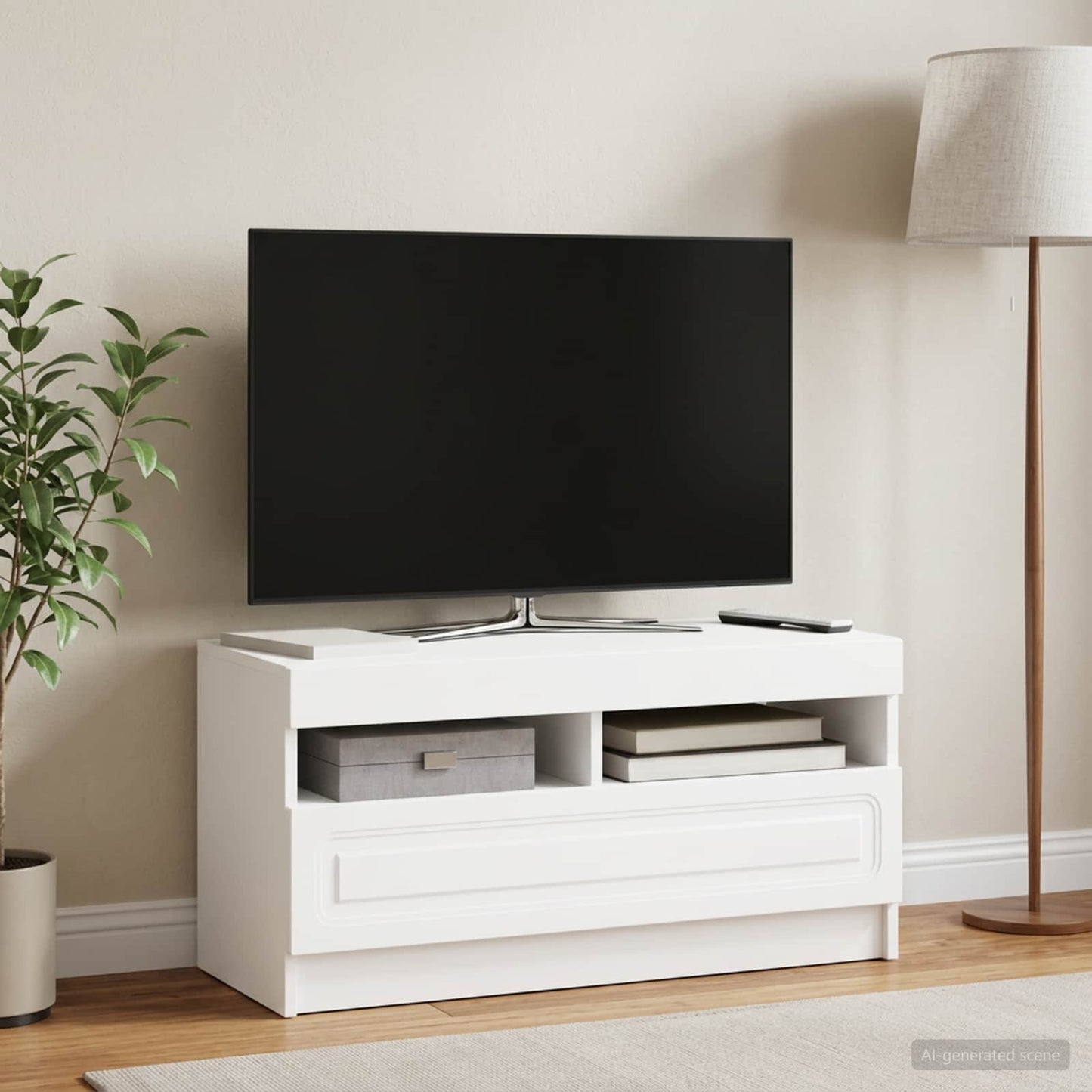 LED TV szekrény Fehér Szerelt Fa