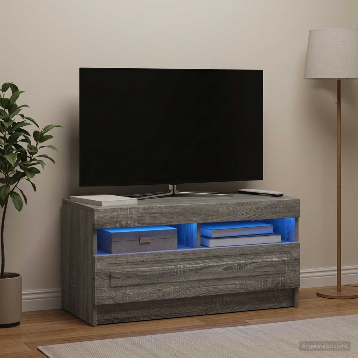 LED TV szekrény Szürke Sonoma Szerelt Fa