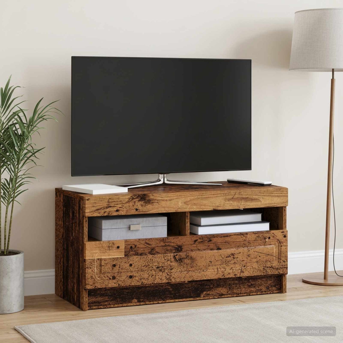 LED TV szekrény Antik Fa Szerelt Fa