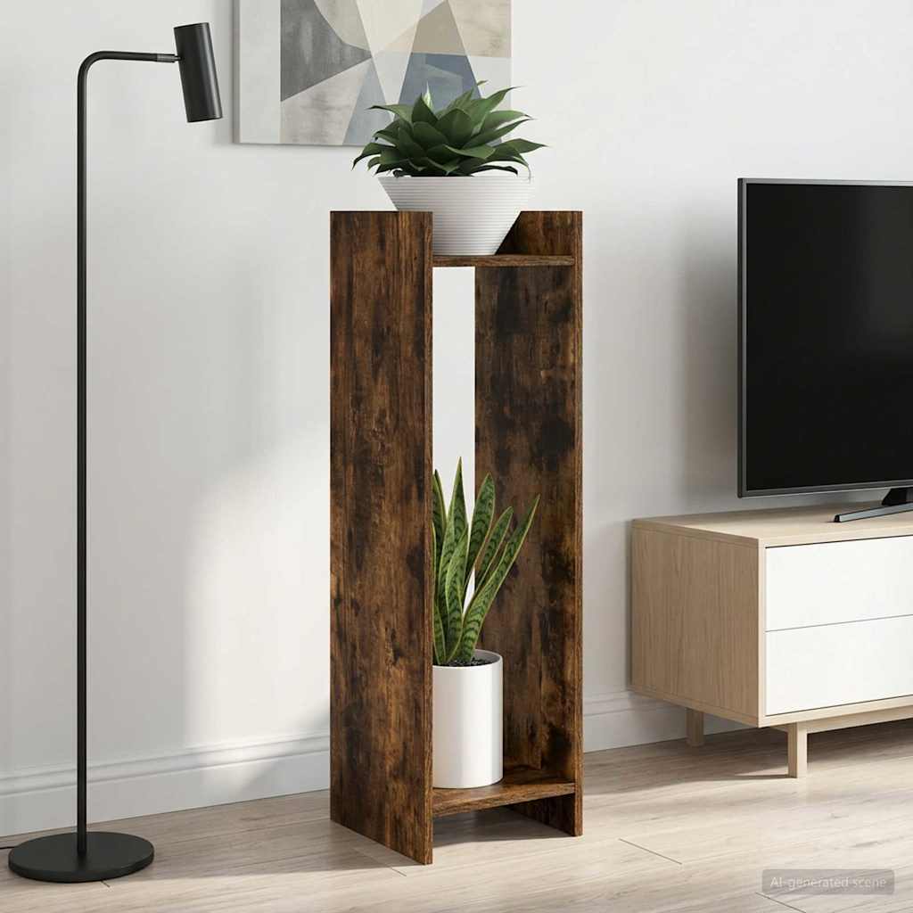 Növényállvány 2 db Füstölt Tölgy 30 x 30 x 100 cm Mérnöki fa