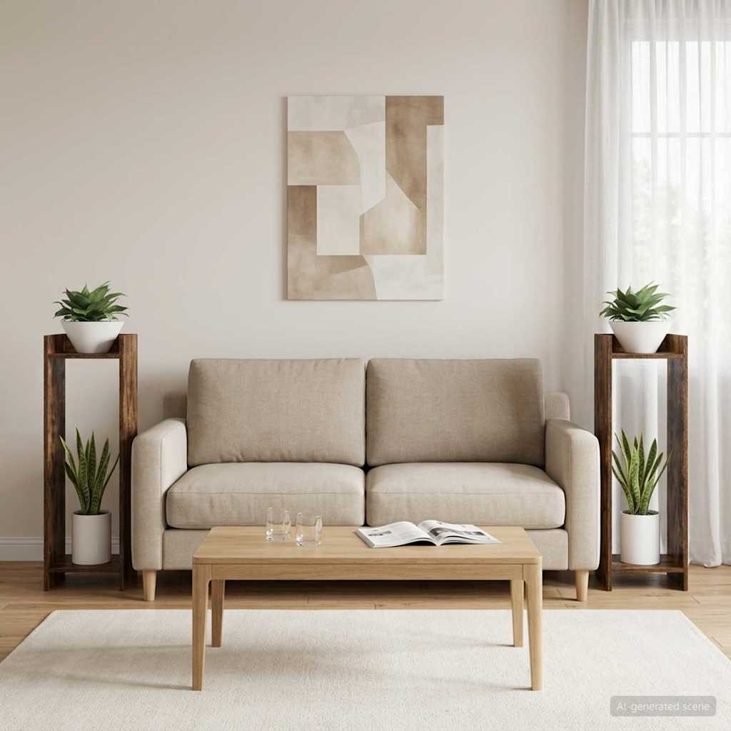 Növényállvány 2 db Füstölt Tölgy 30 x 30 x 100 cm Mérnöki fa