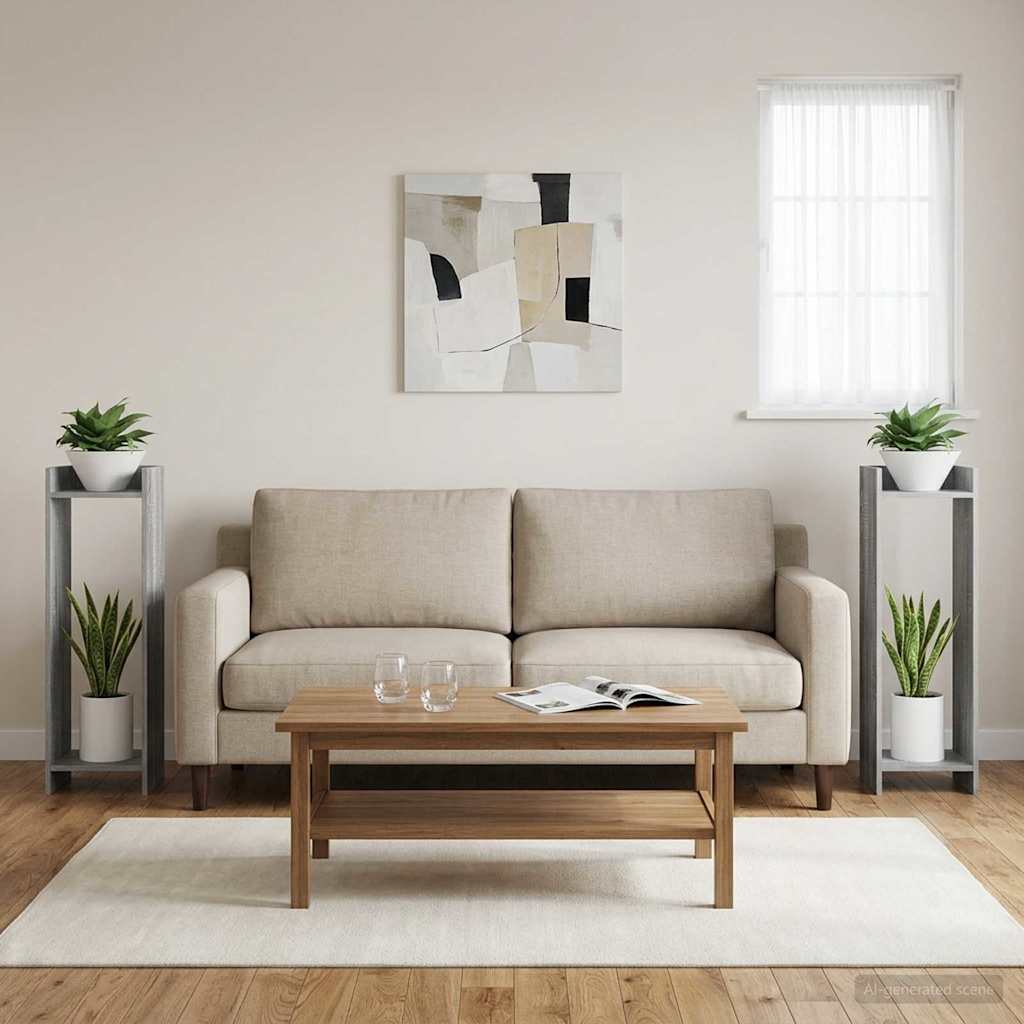 Növényállvány 2 db Szürke Sonoma 30 x 30 x 100 cm Mérnöki fa
