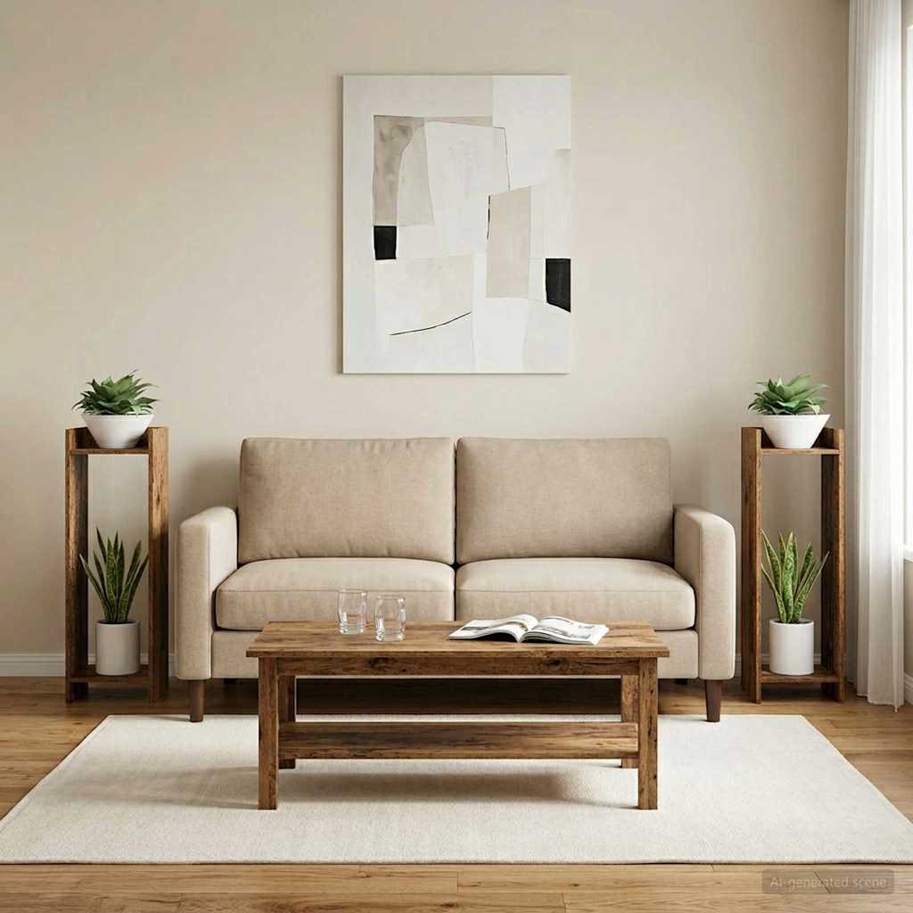 Növényállvány 2 db Öreg fa 30 x 30 x 100 cm Mérnöki fa