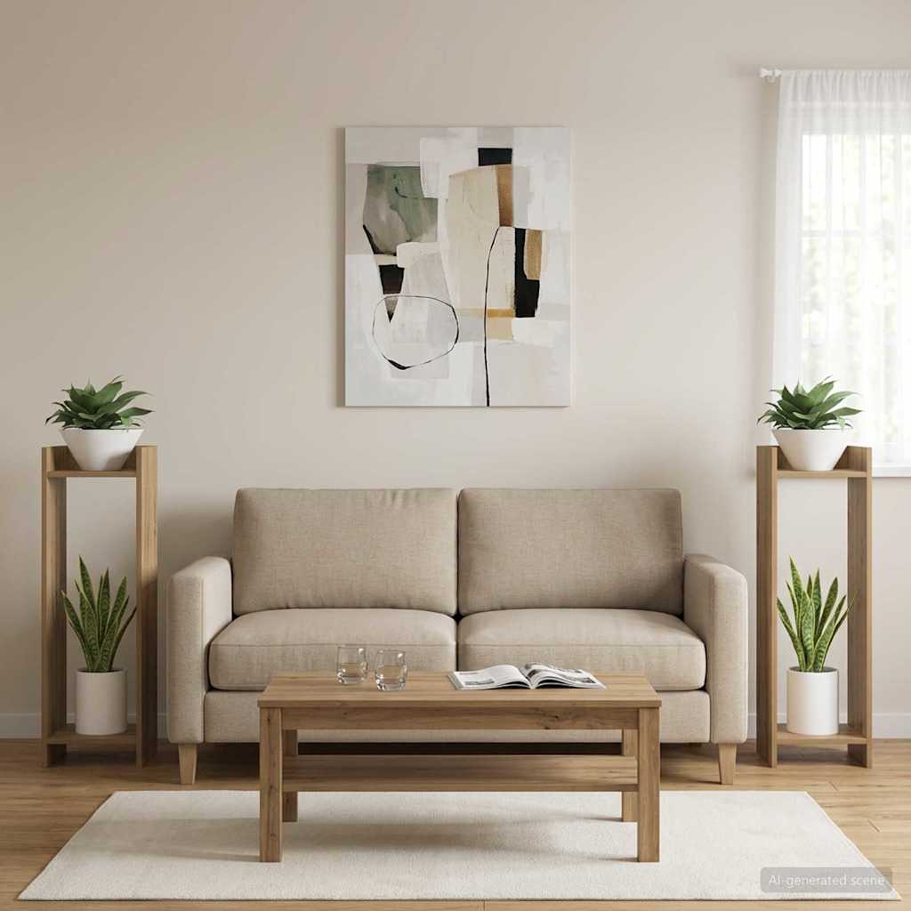 Növényállvány 2 db Kézműves Tölgy 30 x 30 x 100 cm Mérnöki fa