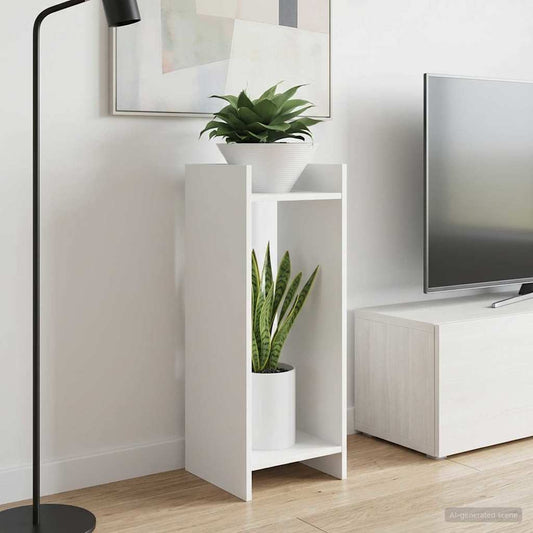 Növényállvány polcokkal 2 pcs Fehér 30 x 30 x 80 cm Mérnöki fa