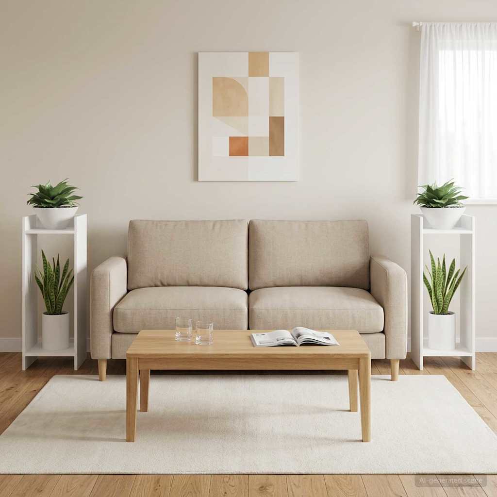 Növényállvány 2 db Fehér 30 x 30 x 80 cm Mérnöki fa