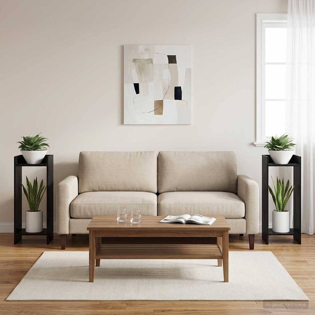 Növényállvány 2 db Fekete Tölgy 30 x 30 x 80 cm Mérnöki fa