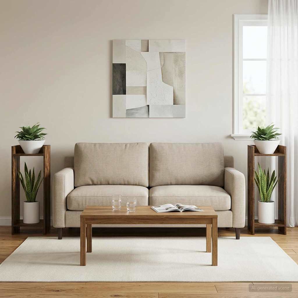 Növényállvány 2 db Füstölt Tölgy 30 x 30 x 80 cm Mérnöki fa