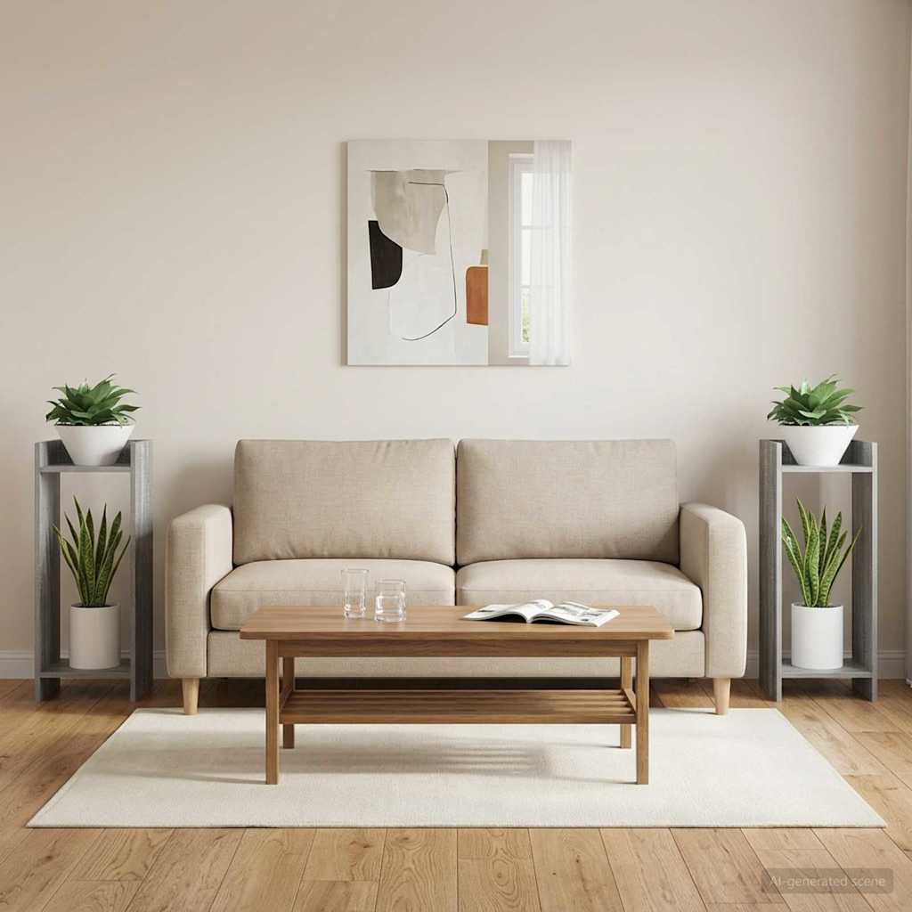 Növényállvány 2 db Szürke Sonoma 30 x 30 x 80 cm Mérnöki fa