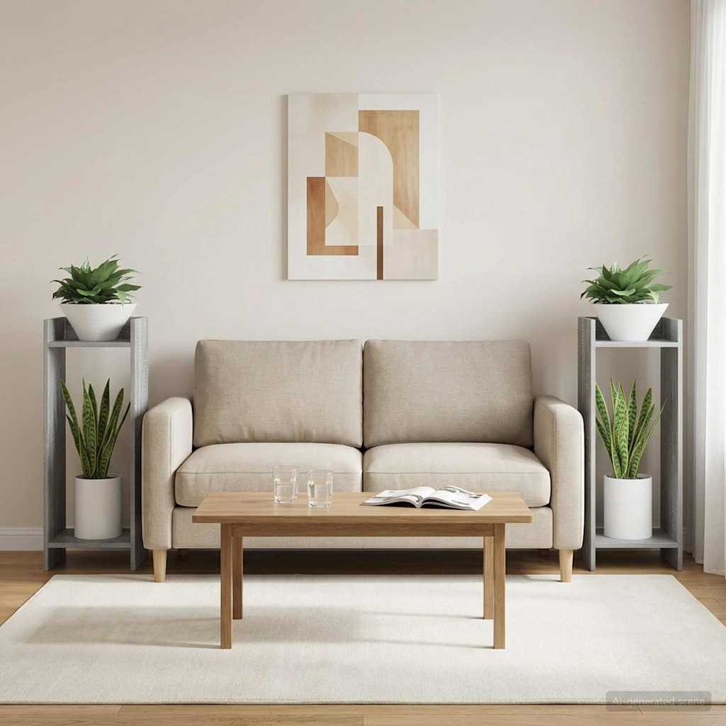 Növényállvány 2 db Szürke Sonoma 30 x 30 x 80 cm Mérnöki fa