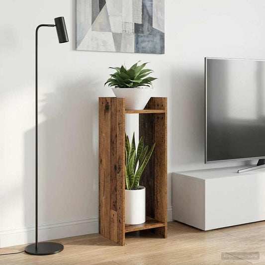 Növényállvány polcokkal Öreg fa 30 x 30 x 80 cm Mérnöki fa