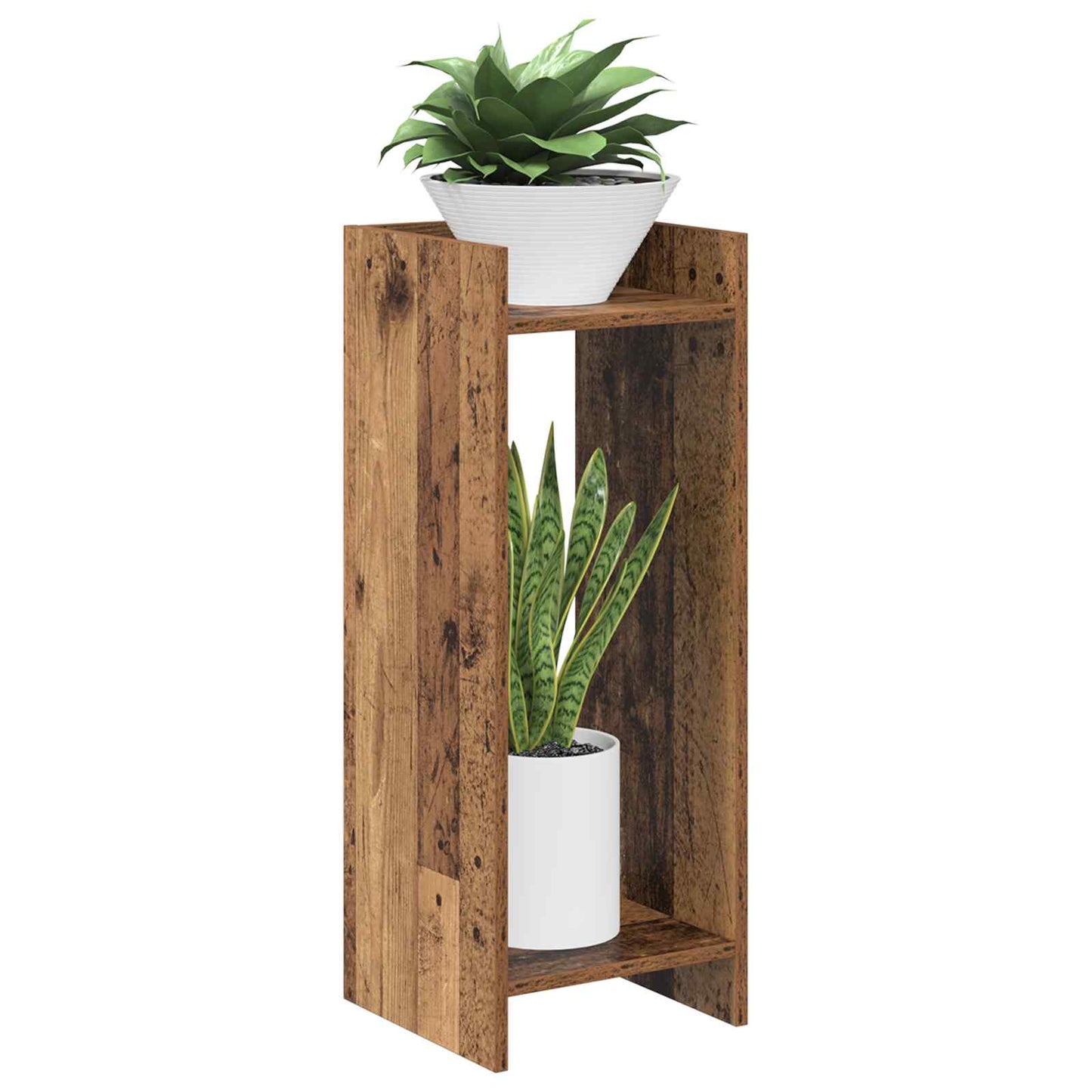 Növényállvány polcokkal Öreg fa 30 x 30 x 80 cm Mérnöki fa