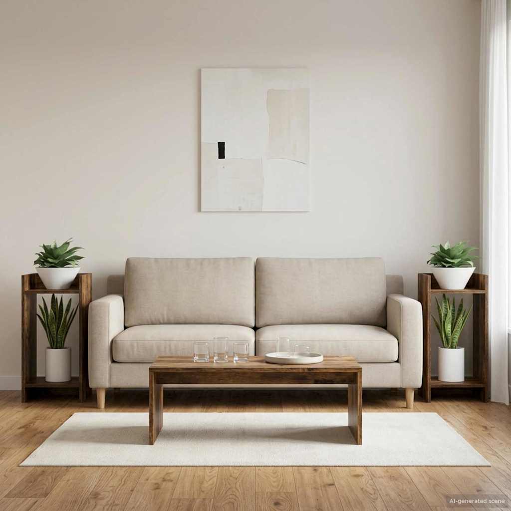 Növényállvány 2 db Füstölt Tölgy 30 x 30 x 60 cm Mérnöki fa