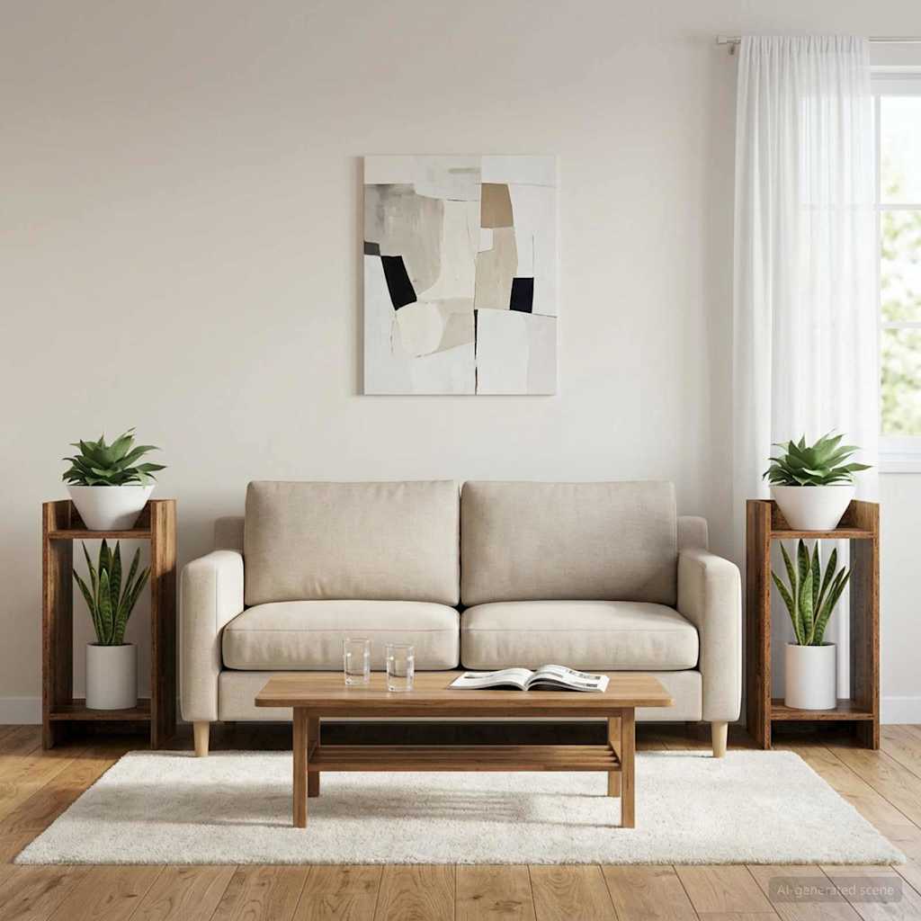 Növényállvány 2 db Öreg fa 30 x 30 x 60 cm Mérnöki fa