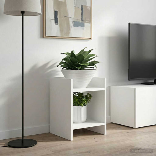 Növényállvány polcokkal 2 pcs Fehér 30 x 30 x 40 cm Mérnöki fa