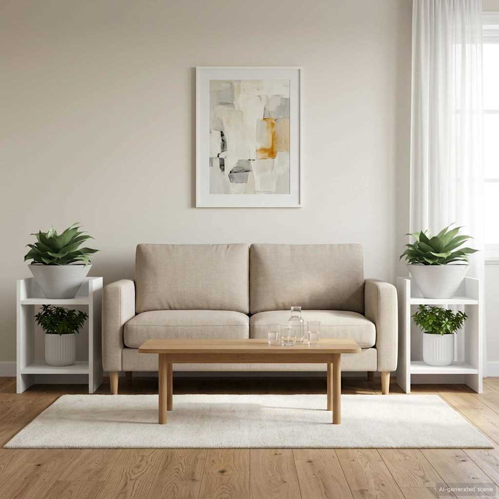 Növényállvány 2 db Fehér 30 x 30 x 40 cm Mérnöki fa