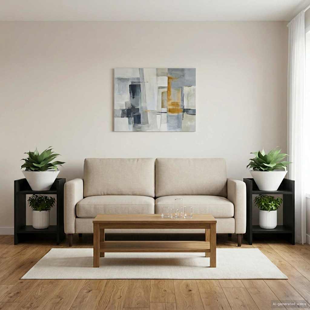 Növényállvány 2 db Fekete Tölgy 30 x 30 x 40 cm Mérnöki fa