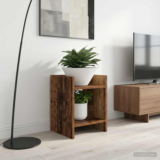 Növényállvány polcokkal Öreg fa 30 x 30 x 40 cm Mérnöki fa