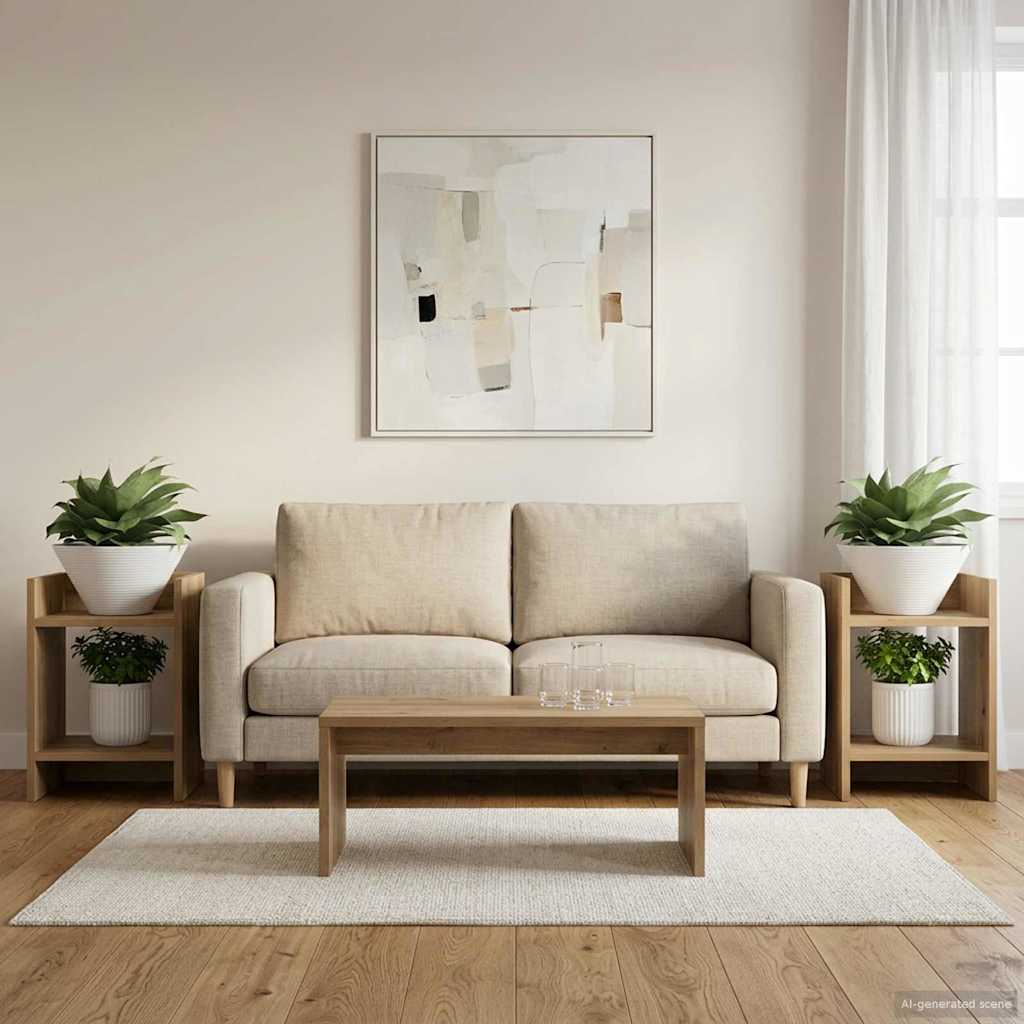 Növényállvány 2 db Kézműves Tölgy 30 x 30 x 40 cm Mérnöki fa