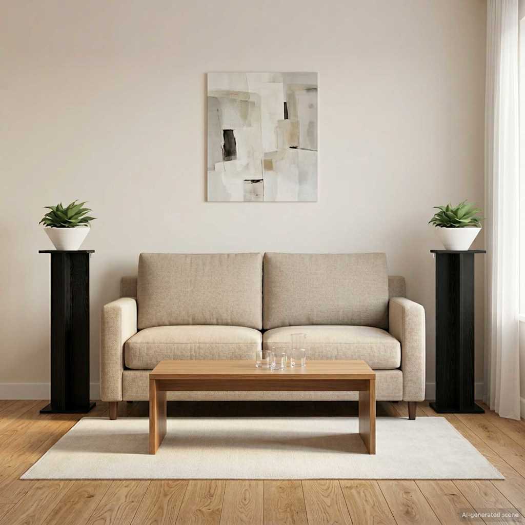 Növényállvány 2 db Fekete Tölgy 25 x 25,5 x 100,5 cm Mérnöki fa