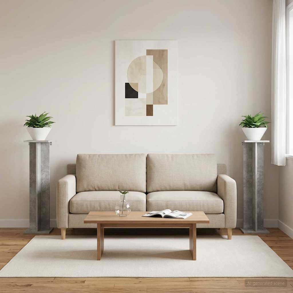 Növényállvány 2 db Beton Szürke 25 x 25,5 x 100,5 cm Mérnöki fa