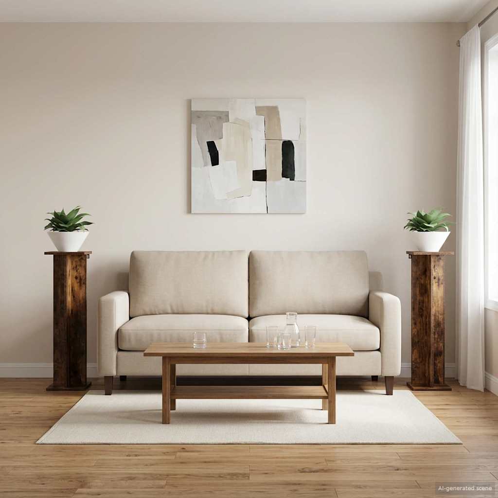 Növényállvány 2 db Füstölt Tölgy 25 x 25,5 x 100,5 cm