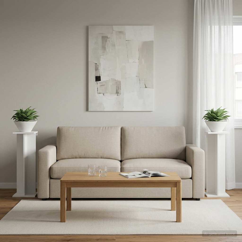 Növényállvány 2 db Fehér 25 x 25,5 x 80,5 cm Mérnöki fa