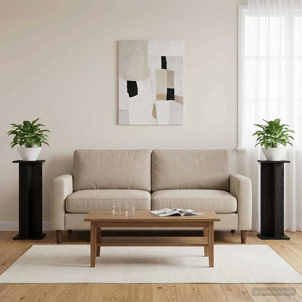Növényállvány 2 db Fekete Tölgy 25 x 25,5 x 80,5 cm Mérnöki fa