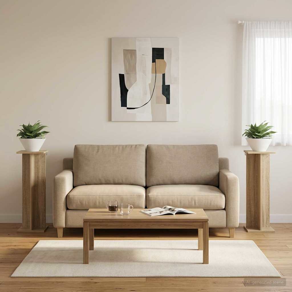 Növényállvány 2 db Sonoma tölgy 25 x 25,5 x 80,5 cm Mérnöki fa