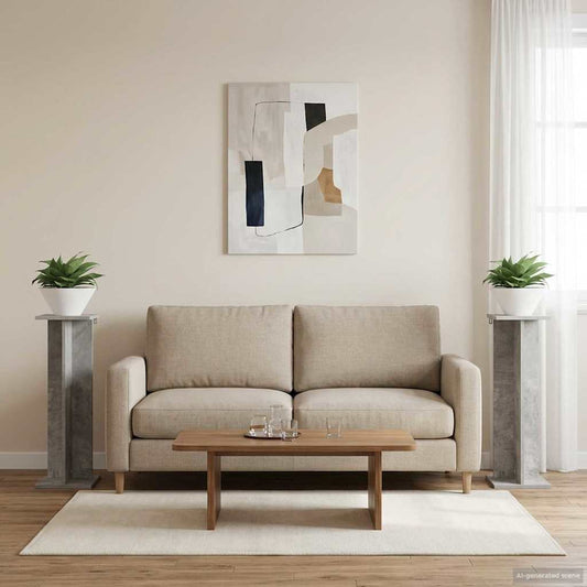 Növényállvány 2 pcs Beton Szürke 25 x 25,5 x 80,5 cm Mérnöki fa