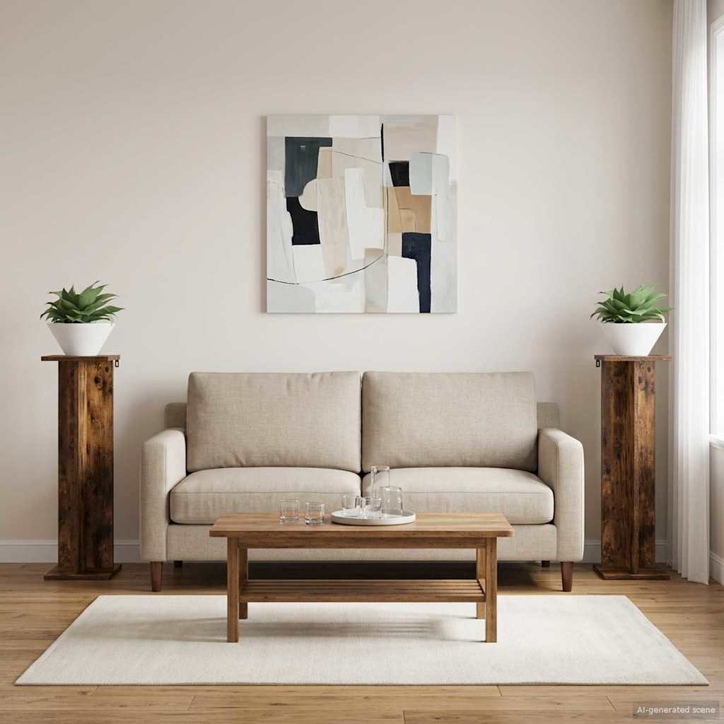 Növényállvány 2 db Füstölt Tölgy 25 x 25,5 x 80,5 cm Mérnöki fa