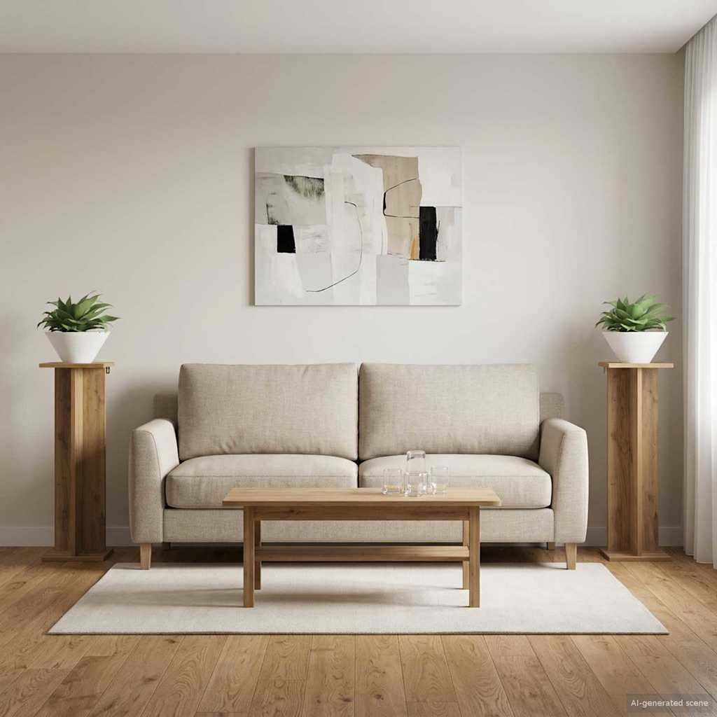 Növényállvány 2 db Kézműves Tölgy 25 x 25,5 x 80,5 cm
