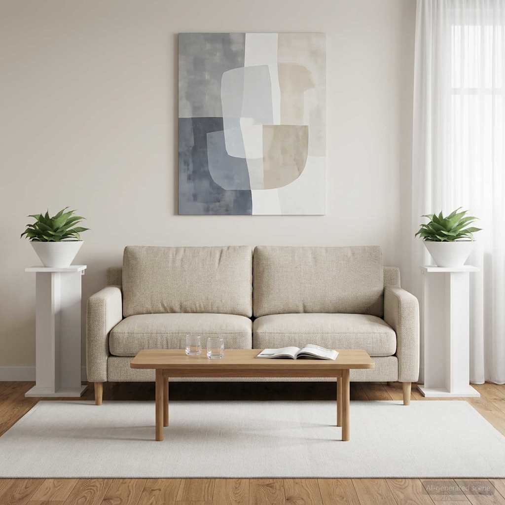 Növényállvány 2 db Fehér 25 x 25,5 x 60,5 cm Mérnöki fa