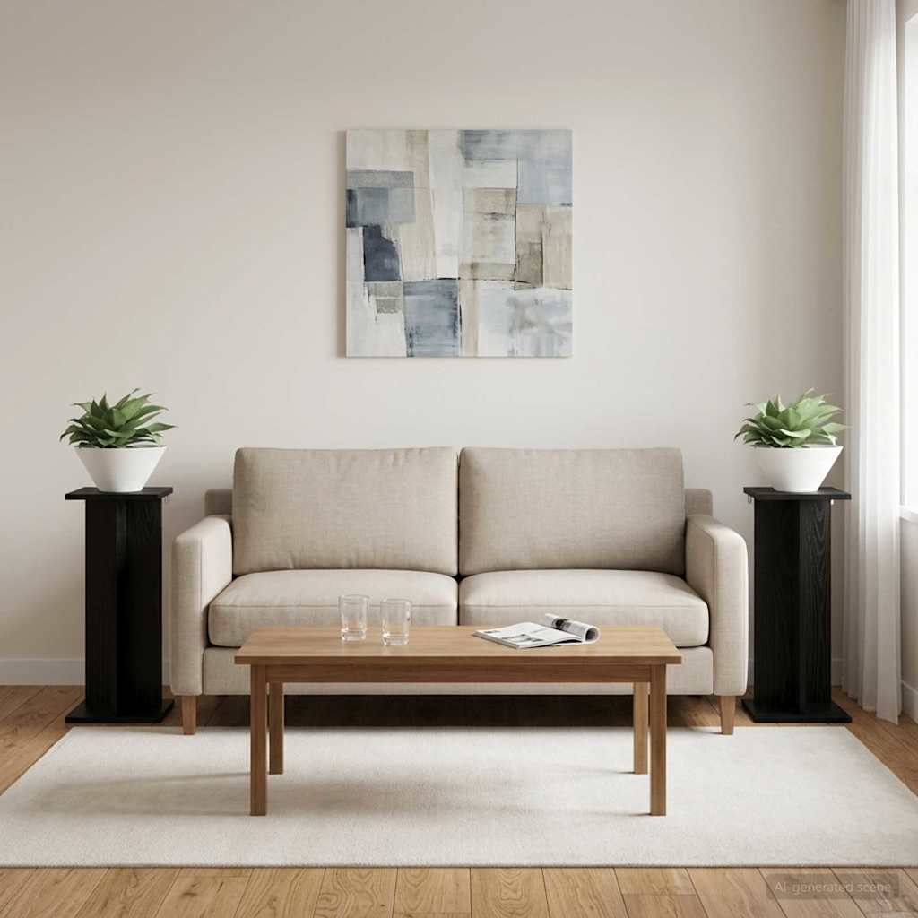 Növényállvány 2 db Fekete Tölgy 25 x 25,5 x 60,5 cm Mérnöki fa