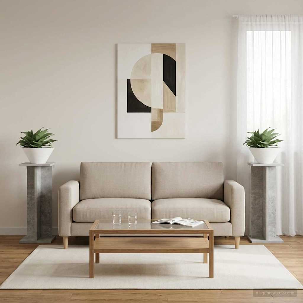 Növényállvány 2 db Beton Szürke 25 x 25,5 x 60,5 cm Mérnöki fa