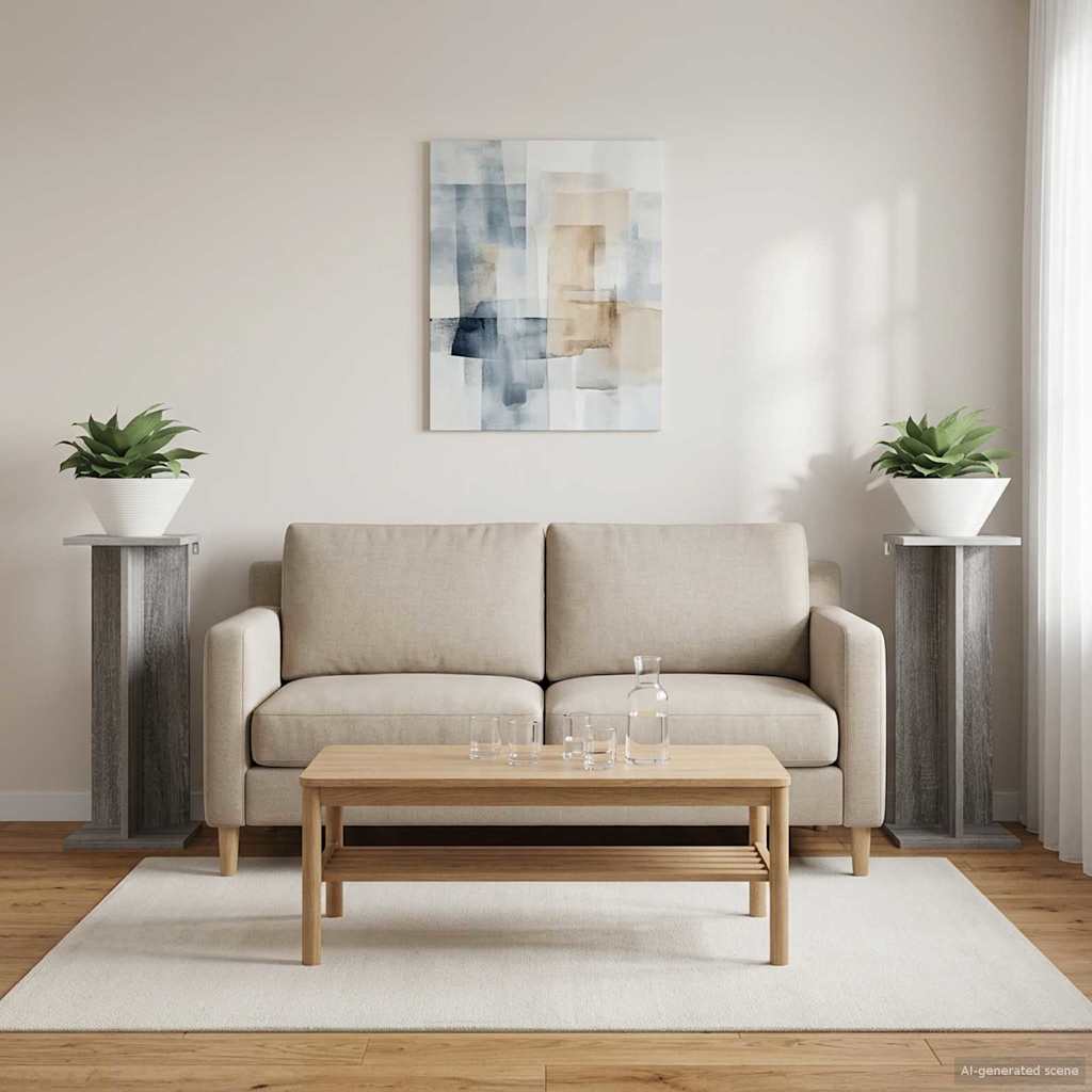 Növényállvány 2 db Szürke Sonoma 25 x 25,5 x 60,5 cm Mérnöki fa