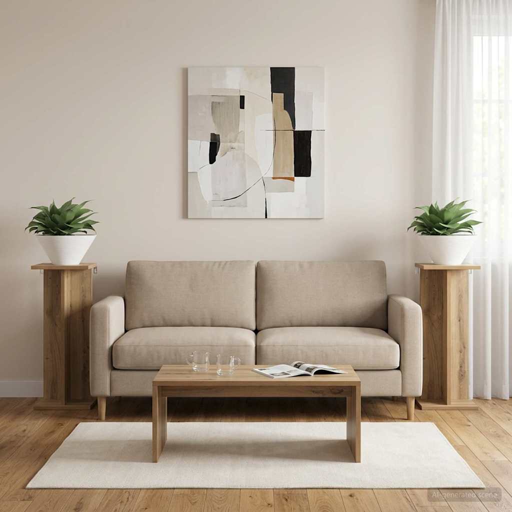 Növényállvány 2 db Kézműves Tölgy 25 x 25,5 x 60,5 cm